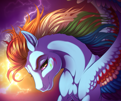 Size: 1280x1066 | Tagged: safe, artist:kittehkatbar, rainbow dash, pegasus, pony, bust, portrait, rainbow power, solo