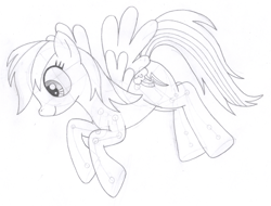 Size: 1506x1142 | Tagged: safe, artist:aafh, derpibooru import, rainbow dash, pegasus, pony, monochrome, solo, traditional art