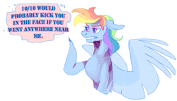 Size: 777x444 | Tagged: safe, artist:sinisterwhooves, rainbow dash, pegasus, pony, ask the rainbow pony, solo, tumblr