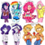 Size: 1200x1200 | Tagged: safe, artist:cam070, derpibooru import, applejack, fluttershy, pinkie pie, rainbow dash, rarity, twilight sparkle, twilight sparkle (alicorn), alicorn, human, apple, book, clothes, colored skin, confetti, crying, ear piercing, earring, female, food, horned humanization, humanized, jewelry, mane six, nail polish, piercing, pony coloring, scissors, simple background, skirt, sweater, sweatershy, white background, winged humanization