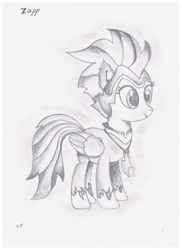 Size: 3400x4677 | Tagged: safe, rainbow dash, zapp, pegasus, pony, power ponies (episode), power ponies, solo