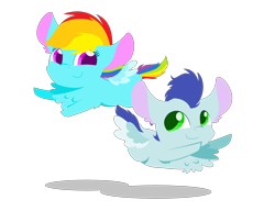 Size: 4992x3824 | Tagged: safe, artist:glitterstar2000, derpibooru import, rainbow dash, soarin', pegasus, pony, absurd resolution, chibi, female, flying, male, shadow, shipping, simple background, smiling, soarindash, straight, transparent background