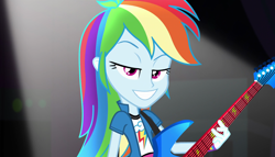 Size: 1904x1090 | Tagged: safe, derpibooru import, screencap, rainbow dash, equestria girls, rainbow rocks, awesome as i want to be, electric guitar, faic, guitar, rainbow dash is best facemaker, solo