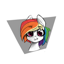 Size: 600x600 | Tagged: safe, artist:limchph2, derpibooru import, rainbow dash, pegasus, pony, bust, partial color, portrait, simple background, solo