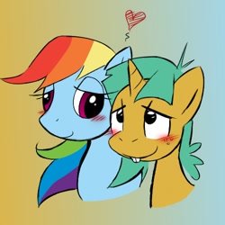 Size: 500x500 | Tagged: safe, rainbow dash, snails, pegasus, pony, crack shipping, female, heart, male, rainsnail, shipping, snaildash, straight