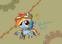 Size: 700x500 | Tagged: safe, artist:dokuusagi0193, rainbow dash, pegasus, pony, chibi, pixiv, solo, steampunk