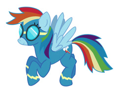 Size: 703x571 | Tagged: safe, rainbow dash, pegasus, pony, clothes, goggles, solo, wonderbolts uniform