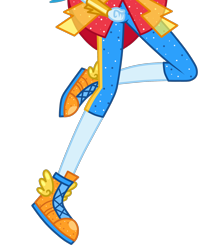 Size: 1800x2045 | Tagged: safe, artist:mixiepie, artist:teentitansfan201, derpibooru import, edit, rainbow dash, equestria girls, legend of everfree, clothes, cropped, crystal guardian, floating, legs, pants, pictures of legs, raised leg, shoes, simple background, sneakers, solo, sparkles, super ponied up, transparent background, vector, vector edit, wings