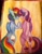 Size: 1809x2300 | Tagged: safe, artist:mylittlelevi64, derpibooru import, rainbow dash, twilight sparkle, twilight sparkle (alicorn), alicorn, pegasus, pony, unicorn, bipedal, female, lesbian, missing horn, shipping, traditional art, twidash, watercolor painting