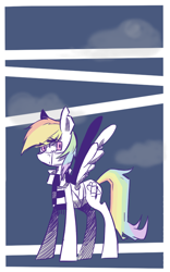 Size: 500x800 | Tagged: safe, artist:wafflemilu, rainbow dash, pegasus, pony, clothes, scarf, solo