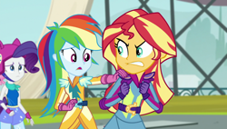 Size: 1920x1090 | Tagged: safe, derpibooru import, screencap, rainbow dash, rarity, sunset shimmer, equestria girls, friendship games