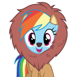 Size: 5000x5000 | Tagged: safe, artist:ambassad0r, artist:dashiesparkle, derpibooru import, edit, rainbow dash, big cat, lion, pegasus, pony, scare master, absurd resolution, animal costume, clothes, costume, cute, dashabetes, nightmare night, nightmare night costume, simple background, smiling, solo, transparent background, vector