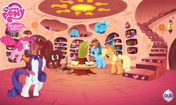 Size: 1429x850 | Tagged: safe, derpibooru import, applejack, fluttershy, pinkie pie, rainbow dash, rarity, earth pony, pegasus, pony, unicorn, magical mystery cure, bub, golden oaks library