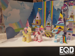 Size: 1600x1200 | Tagged: safe, derpibooru import, fluttershy, pinkie pie, rainbow dash, castle, craft, equestria daily, irl, merchandise, paper pony, paper pony castle, papercraft, paperpunk, photo, toy, toy fair, toy fair 2017