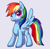 Size: 740x722 | Tagged: safe, artist:unicornkettle, rainbow dash, pegasus, pony, blue coat, female, mare, multicolored mane, simple background, solo, white background, wings