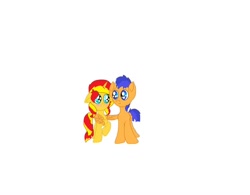 Size: 1024x797 | Tagged: safe, artist:pumpkinpatchftw, flash sentry, sunset shimmer, pegasus, unicorn, blushing, female, flashimmer, male, shipping, straight