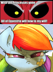 Size: 642x872 | Tagged: safe, artist:atryl edits, edit, rainbow dash, pegasus, pony, exploitable meme, filly, meme, tirek vs everyone meme