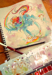 Size: 1280x1845 | Tagged: safe, artist:my-magic-dream, rainbow dash, pegasus, pony, solo, traditional art, watercolor painting