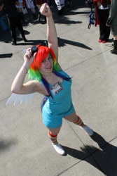 Size: 640x960 | Tagged: safe, artist:ieatedyourpikachu, rainbow dash, human, clothes, cosplay, irl, irl human, photo, rainbow socks, socks, striped socks