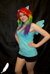 Size: 475x712 | Tagged: safe, rainbow dash, human, cosplay, irl, irl human, photo