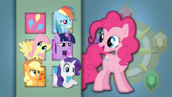 Size: 1920x1080 | Tagged: safe, artist:meteor-venture, derpibooru import, applejack, fluttershy, pinkie pie, rainbow dash, rarity, twilight sparkle, earth pony, pegasus, pony, unicorn, cutie mark, elements of harmony, mane six, vector, wallpaper