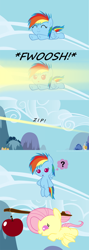 Size: 1120x3150 | Tagged: safe, artist:beavernator, fluttershy, rainbow dash, bat pony, pony, all glory to the beaver grenadier, apple, baby, baby dash, baby pony, babyshy, beavernator is trying to murder us, carrot on a stick, cute, filly, flutterbat, flying, foal, younger