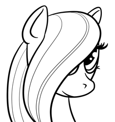 Size: 900x959 | Tagged: safe, artist:okiedokielowkey, fluttershy, pegasus, pony, bust, female, filly, monochrome, portrait, simple background, solo, young