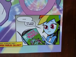 Size: 3264x2448 | Tagged: safe, artist:ben bates, edit, idw, mane-iac, rainbow dash, equestria girls, spoiler:comic, spoiler:comicannual2014, photo, power ponies, ted anderson