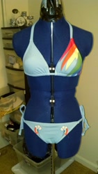 Size: 596x1056 | Tagged: safe, artist:tejnin, rainbow dash, bikini, clothes, custom, cutie mark, irl, swimsuit