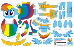 Size: 3304x2104 | Tagged: safe, artist:eljoeydesigns, rainbow dash, pegasus, pony, blushing, clothes, dress, gala dress, papercraft, sitting