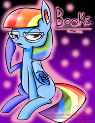 Size: 1062x1373 | Tagged: safe, artist:mushroomcookiebear, rainbow dash, pegasus, pony, 30 minute art challenge, alternate hairstyle, glasses, hilarious in hindsight, manebow sparkle, personality swap, rainbow dork