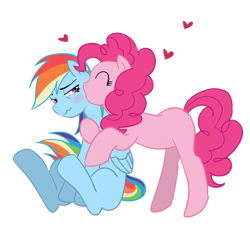 Size: 800x800 | Tagged: artist needed, safe, derpibooru import, pinkie pie, rainbow dash, earth pony, pegasus, pony, female, heart, kissing, lesbian, pinkiedash, pixiv, shipping