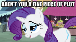 Size: 619x345 | Tagged: safe, edit, edited screencap, screencap, rarity, earth pony, pony, unicorn, putting your hoof down, female, image macro, male, mare, solo focus, stallion