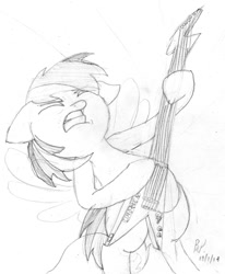 Size: 812x984 | Tagged: safe, artist:baratus93, rainbow dash, pegasus, pony, electric guitar, guitar, limozeen