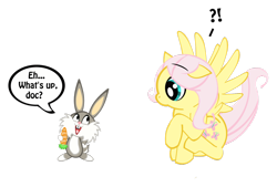 Size: 1280x866 | Tagged: safe, artist:toonfreak, fluttershy, pegasus, pony, bugs bunny, carrot, crossover, female, food, mare, simple background, transparent background