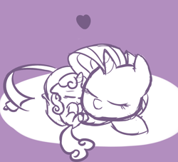 Size: 1100x1000 | Tagged: safe, artist:tess, rarity, sweetie belle, pony, unicorn, female, filly, mare, sleeping