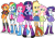 Size: 722x504 | Tagged: safe, derpibooru import, applejack, fluttershy, pinkie pie, rainbow dash, rarity, sunset shimmer, twilight sparkle, equestria girls, boots, bowtie, bracelet, clothes, compression shorts, cowboy boots, cowboy hat, cute, denim skirt, error, hand on hip, hat, high heel boots, jacket, jewelry, leather jacket, leg warmers, looking at you, raised leg, skirt, socks, stetson, wristband