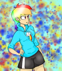 Size: 575x659 | Tagged: safe, artist:rainbowdash-swag, rainbow dash, human, clothes, female, humanized, multicolored hair