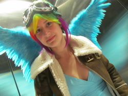 Size: 4320x3240 | Tagged: safe, artist:hikaru2322, rainbow dash, human, clothes, cosplay, goggles, irl, irl human, jacket, photo, solo