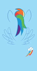 Size: 400x750 | Tagged: safe, artist:s.guri, rainbow dash, pegasus, pony, blue coat, cutie mark, female, mare, multicolored mane, solo, wings