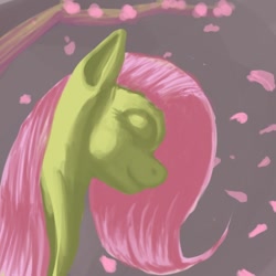 Size: 500x500 | Tagged: safe, artist:lyun, fluttershy, pegasus, pony, eyes closed, female, mare, profile, solo