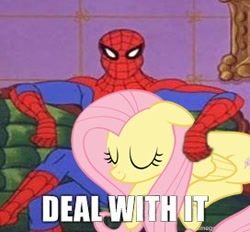 Size: 272x252 | Tagged: safe, fluttershy, pegasus, pony, 60s spider-man, deal with it, female, floppy ears, mare, meme, spider-man