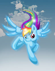 Size: 800x1035 | Tagged: safe, artist:ghostlymuse, rainbow dash, pegasus, pony, blue coat, female, mare, multicolored mane