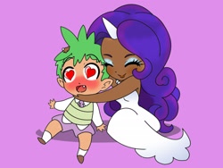 Size: 1774x1333 | Tagged: safe, artist:girlofthe21stcentury, rarity, spike, human, female, horned humanization, hug, humanized, male, shipping, sparity, spikelove, straight, wingding eyes