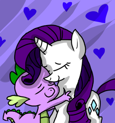 Size: 800x850 | Tagged: safe, artist:fkandfriends, rarity, spike, dragon, pony, unicorn, abstract background, eyes closed, female, heart, hug, interspecies, love, male, mare, shipping, smiling, sparity, straight