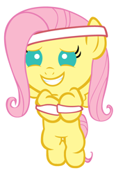 Size: 2000x3000 | Tagged: safe, artist:beavernator, fluttershy, pegasus, pony, baby, baby pony, female, filly, foal, high res, simple background, solo, sweatband, white background