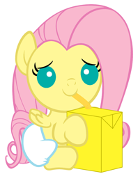 Size: 2000x2520 | Tagged: safe, artist:beavernator, fluttershy, pegasus, pony, baby, baby pony, diaper, female, filly, foal, high res, juice box, simple background, sitting, white background