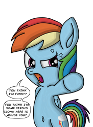 Size: 5100x7020 | Tagged: safe, artist:saburodaimando, derpibooru import, rainbow dash, pegasus, pony, absurd resolution, belly button, bipedal, dialogue, goodfellas, joe pesci, pointing, simple background, solo, transparent background