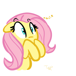 Size: 800x800 | Tagged: dead source, safe, artist:tess, fluttershy, pegasus, pony, female, floppy ears, hiccups, mare, simple background, solo, white background, wide eyes