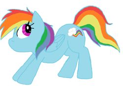 Size: 700x492 | Tagged: safe, artist:curiiosiity, rainbow dash, pegasus, pony, blue coat, female, mare, multicolored mane